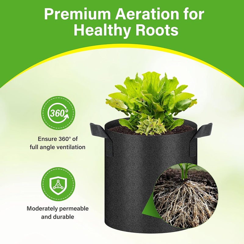 HealSmart 6-Pack 2 Gallon Nonwoven Grow Bags, Aeration Fabric Pots with Handles, Suitable for Garden Fruits, Vegetables and Flowers, Black - Image 5